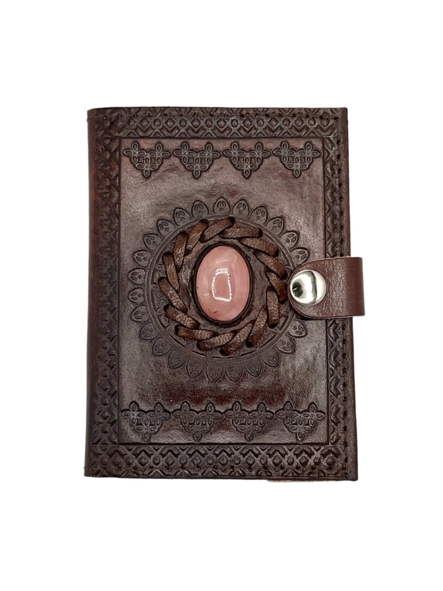 Camel Leather Gemstone Journal | Mandala | 5" x 3.5" x 1/2"