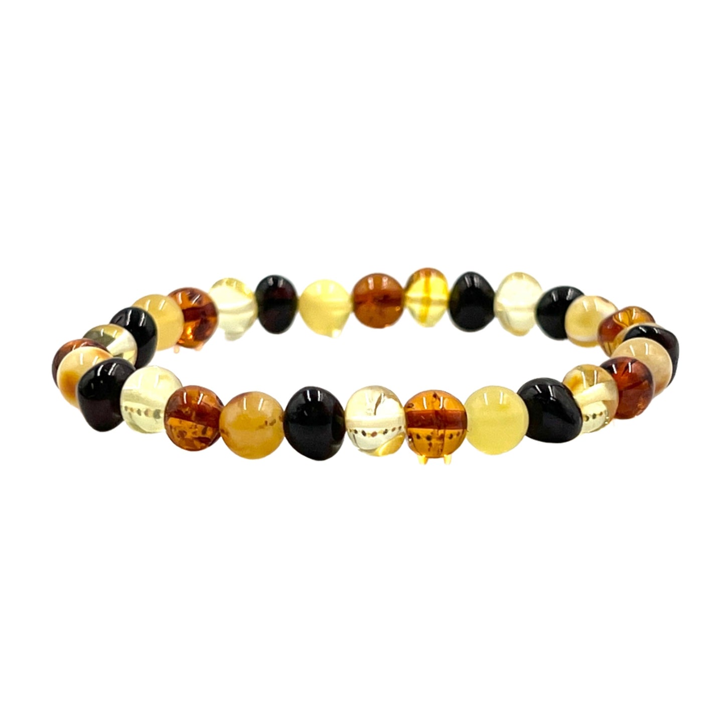 Multi Polished Amber Stretchy Bracelet