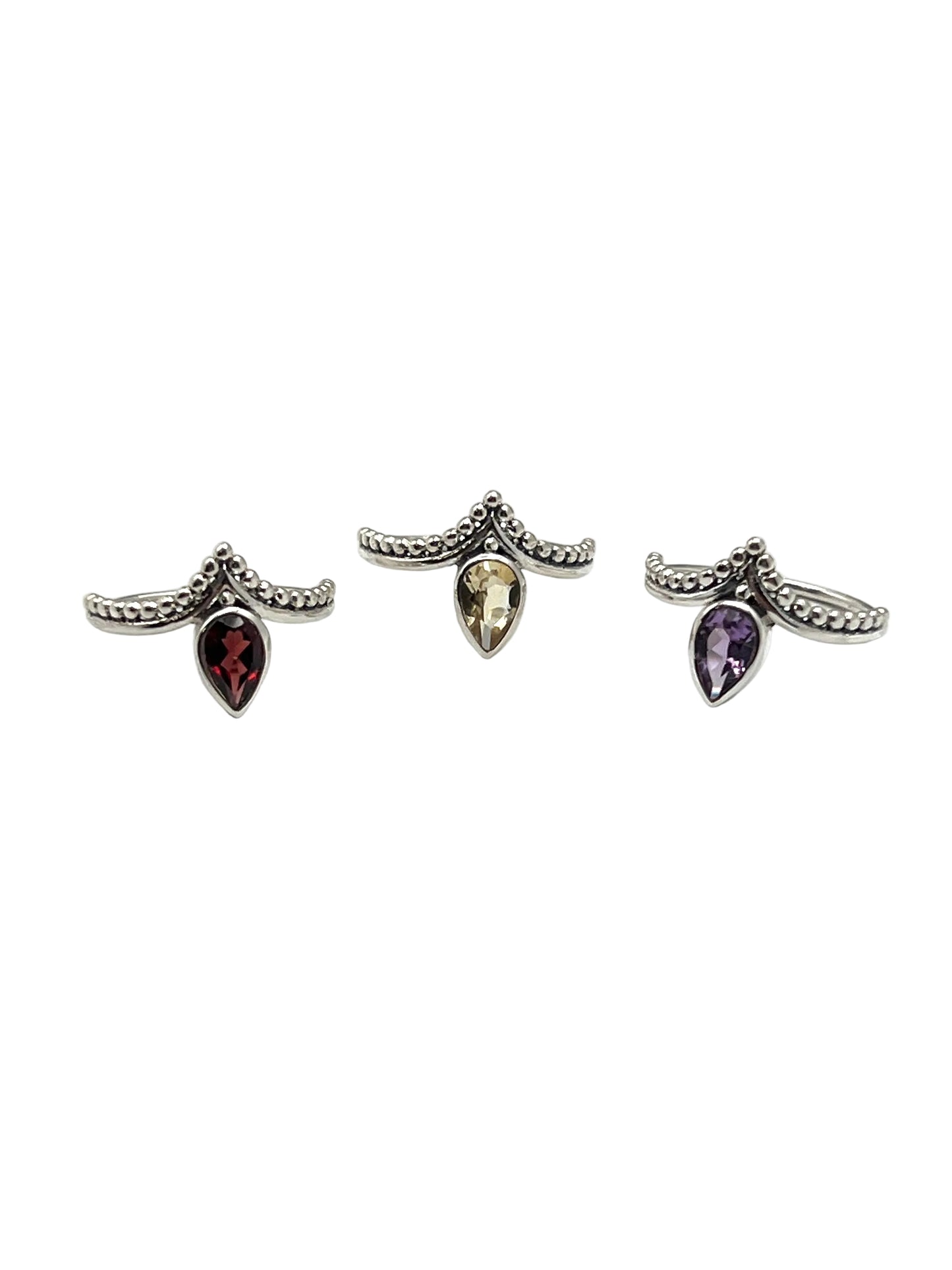 Beaded Teardrop Gemstone Rings