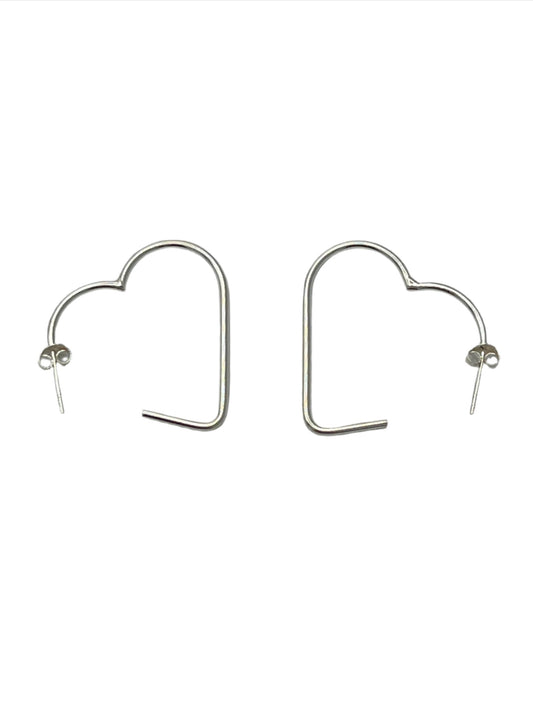 Sterling Silver Heart Hoop Earrings