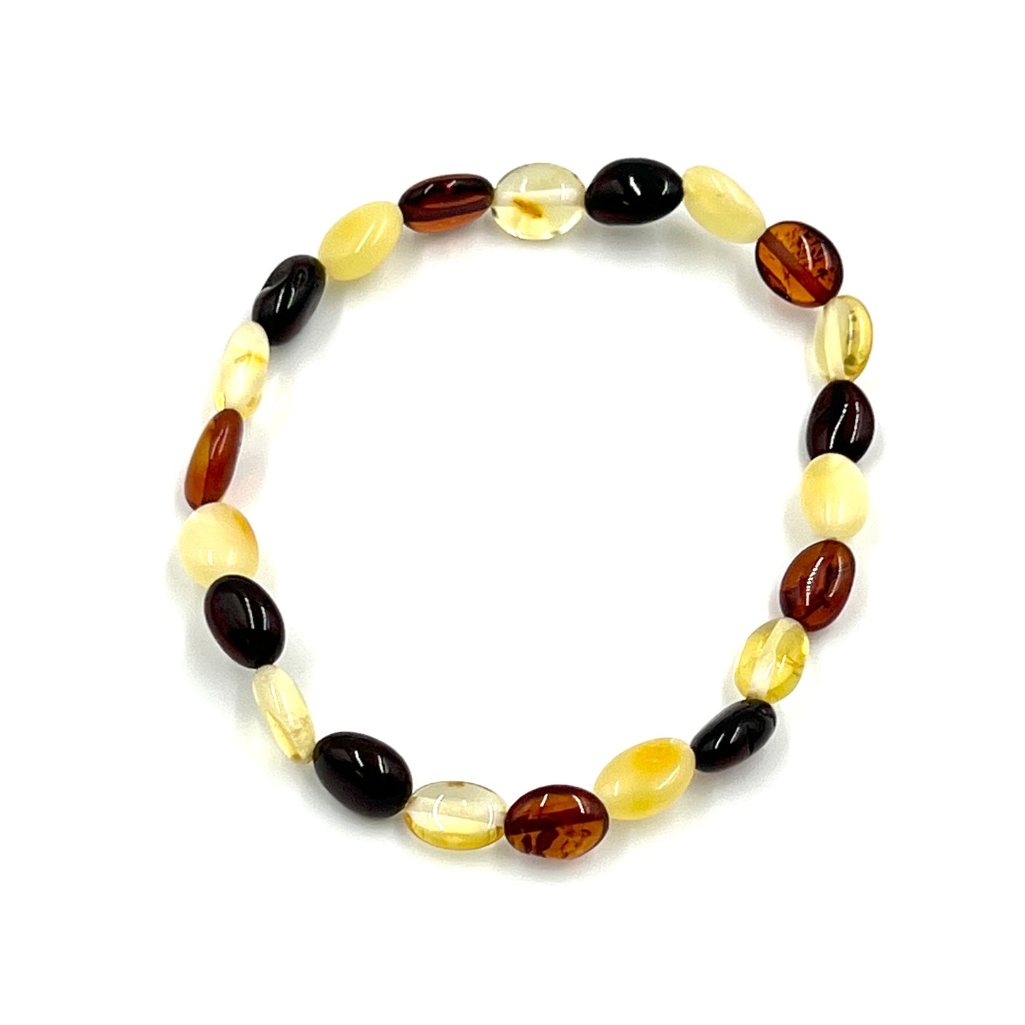 Multi Polished Amber Stretchy Bracelet