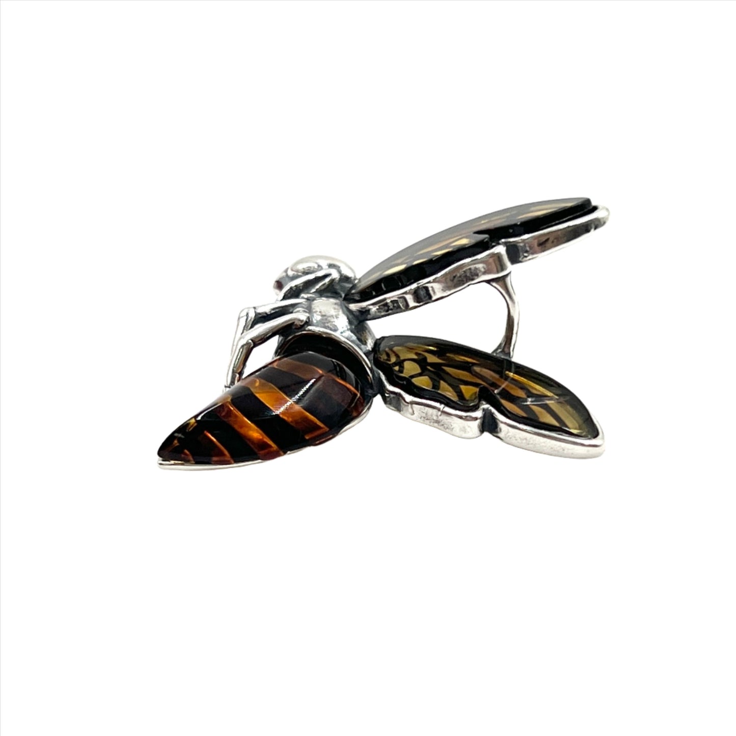 Silver Amber Queen Bee Pendant