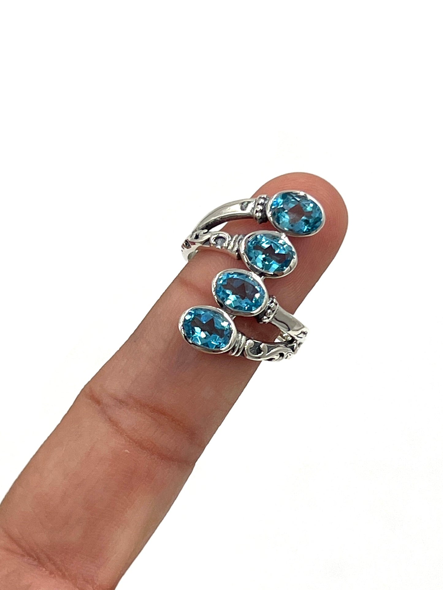 Multi Sky Blue Topaz Wrap Ring