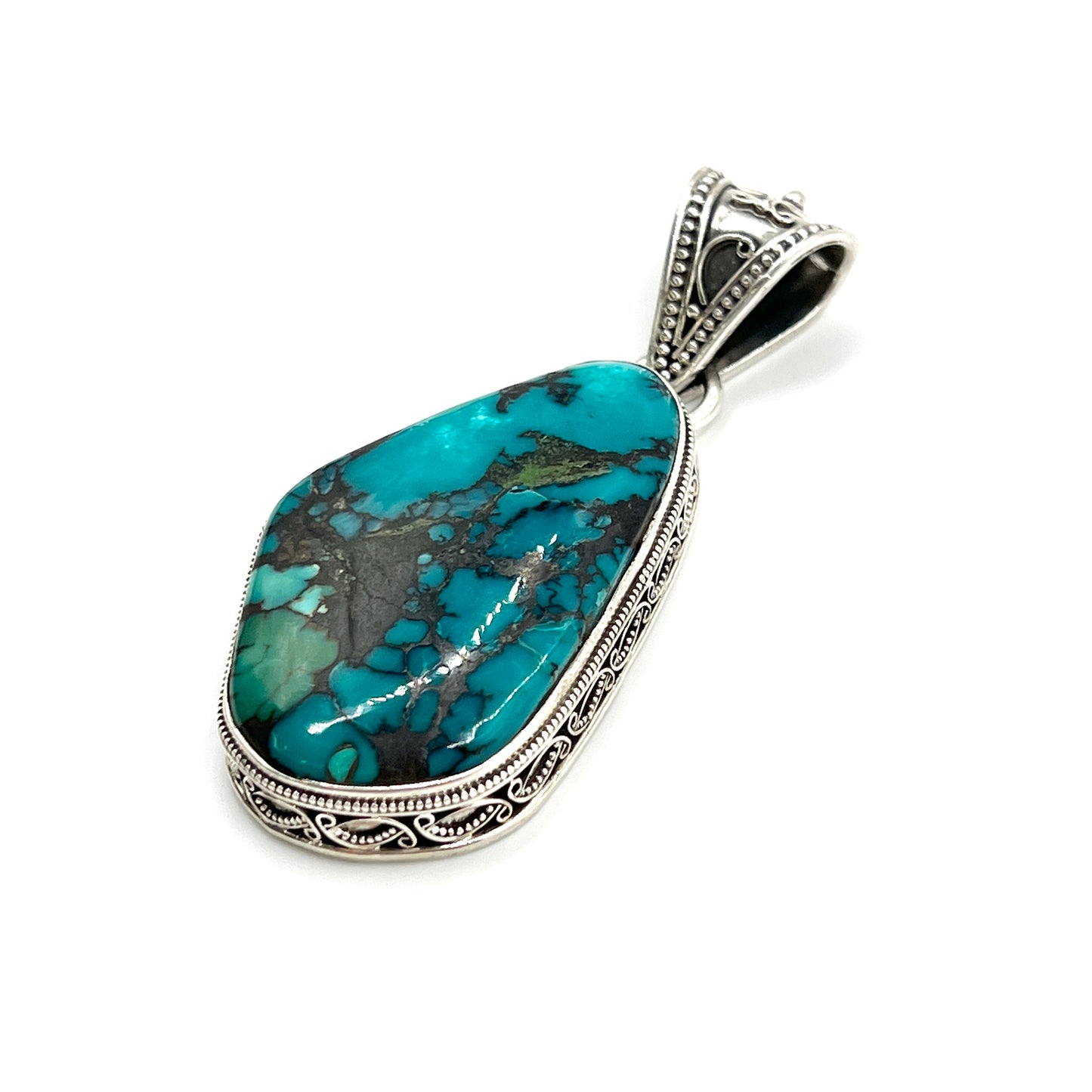 Sterling Silver Filigree Turquoise Pendant