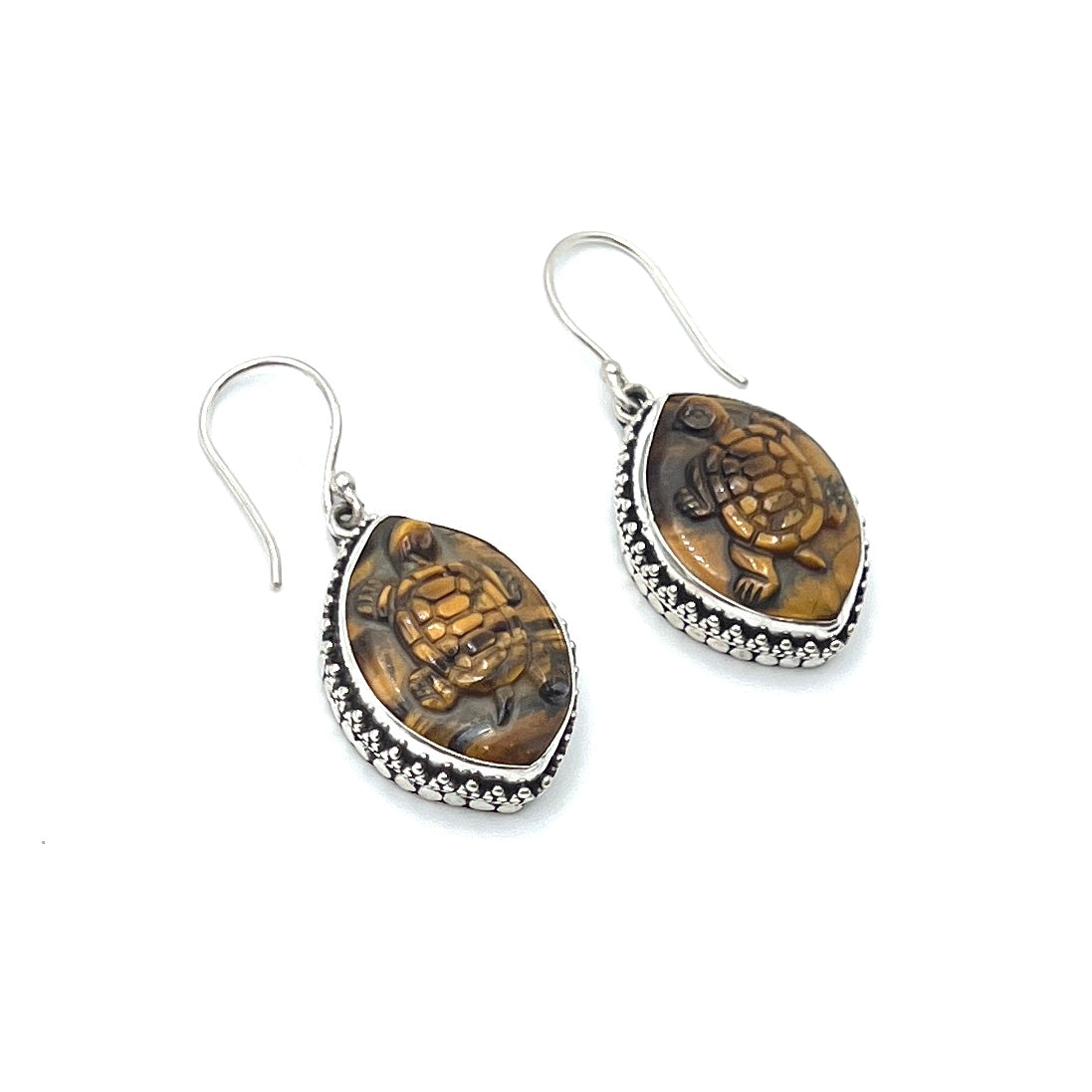 Tigers Eye Turtle Earrings