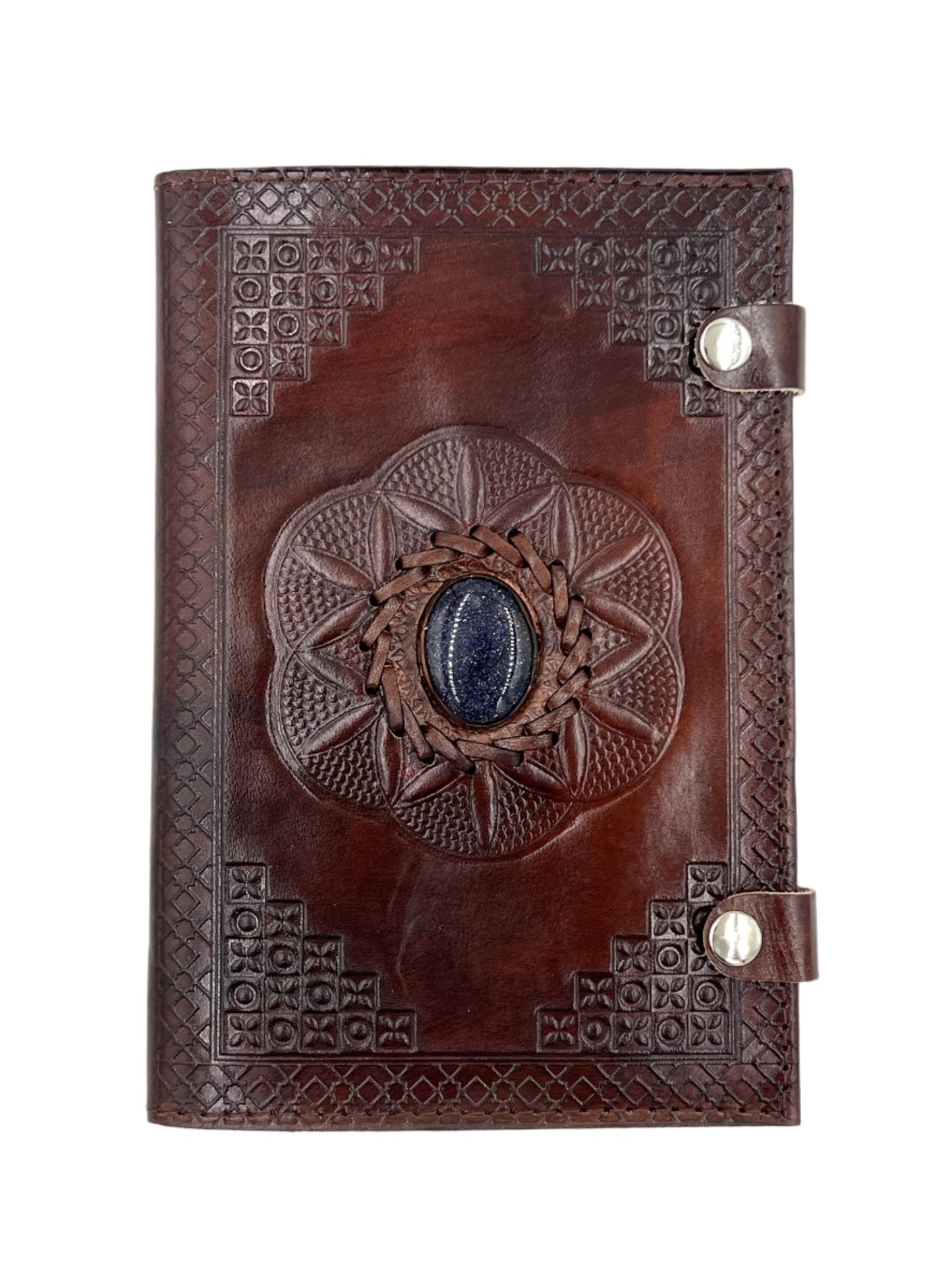 Camel Leather Gemstone Journal | Spiked Lotus | 9" x 6" x 1/2"