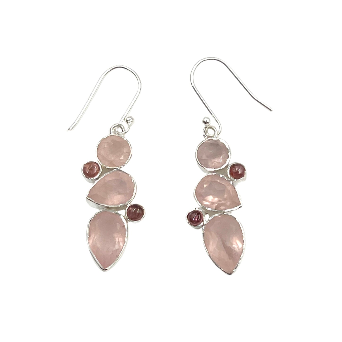 Teardrop Rose Quartz & Tourmaline Earrings