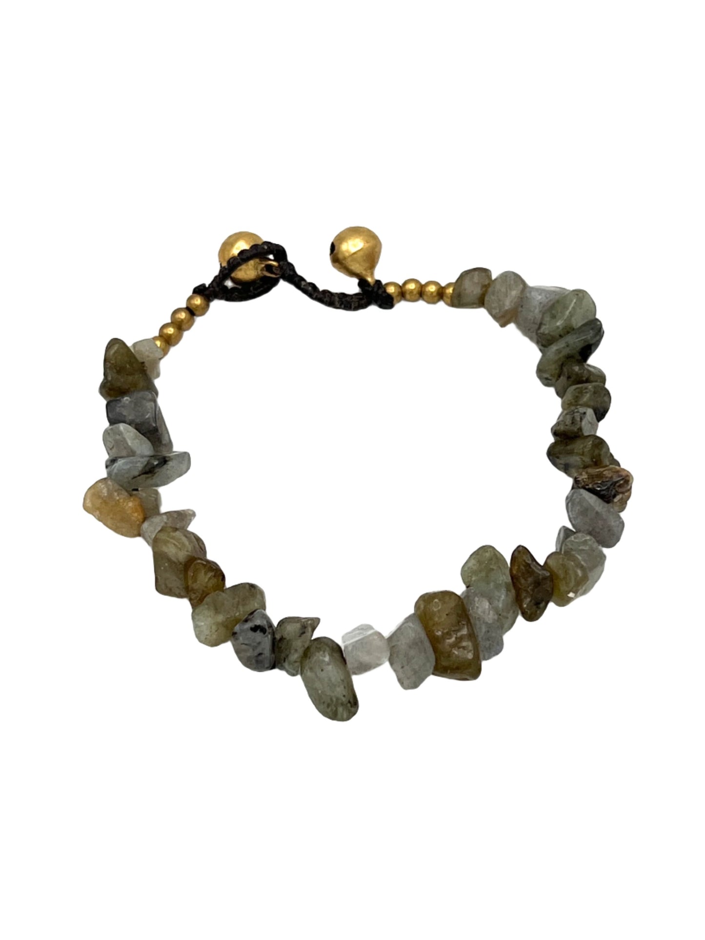 Chunky Gemstone Chip Brass Bracelet