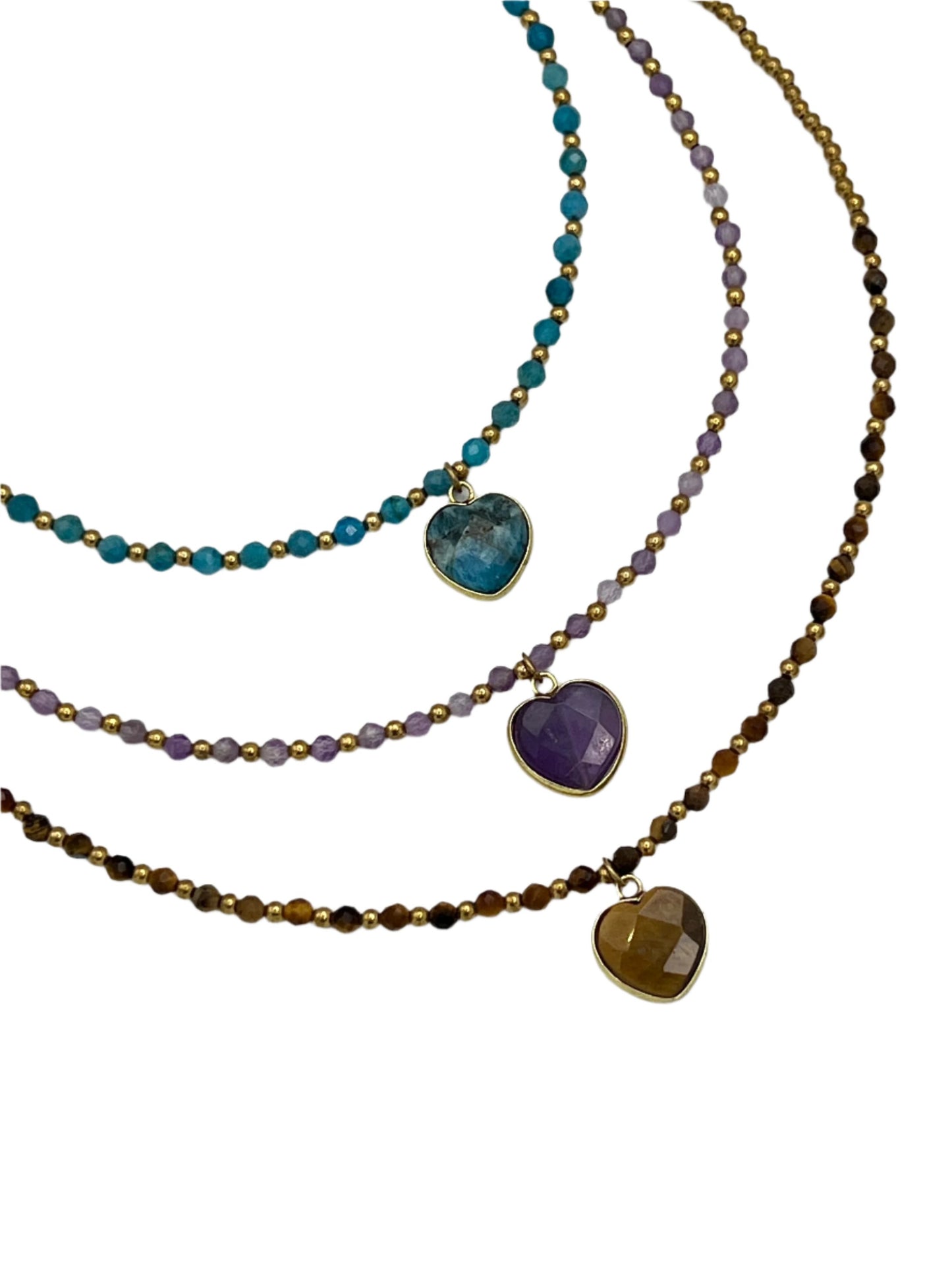 Heart Gemstone Brass Necklaces