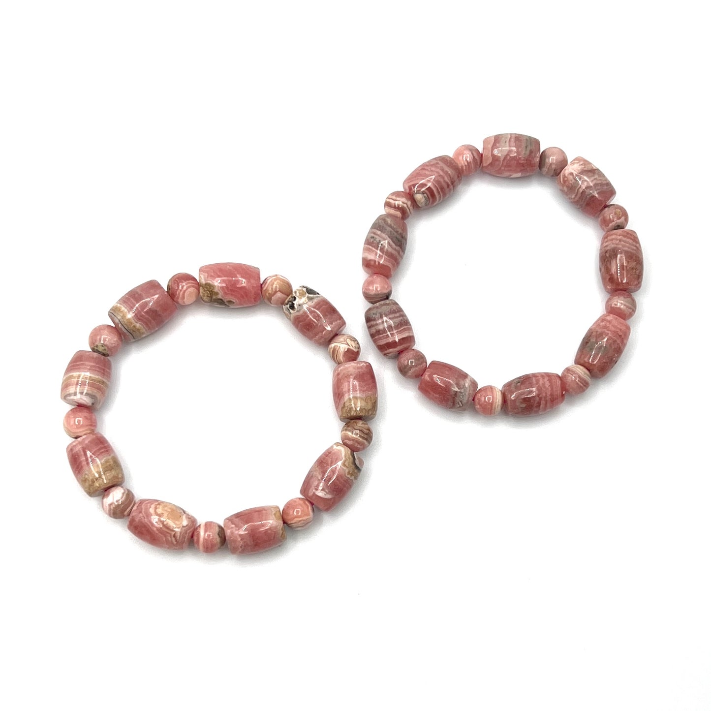 Rhodochrosite Barrel Stretchy Bracelets