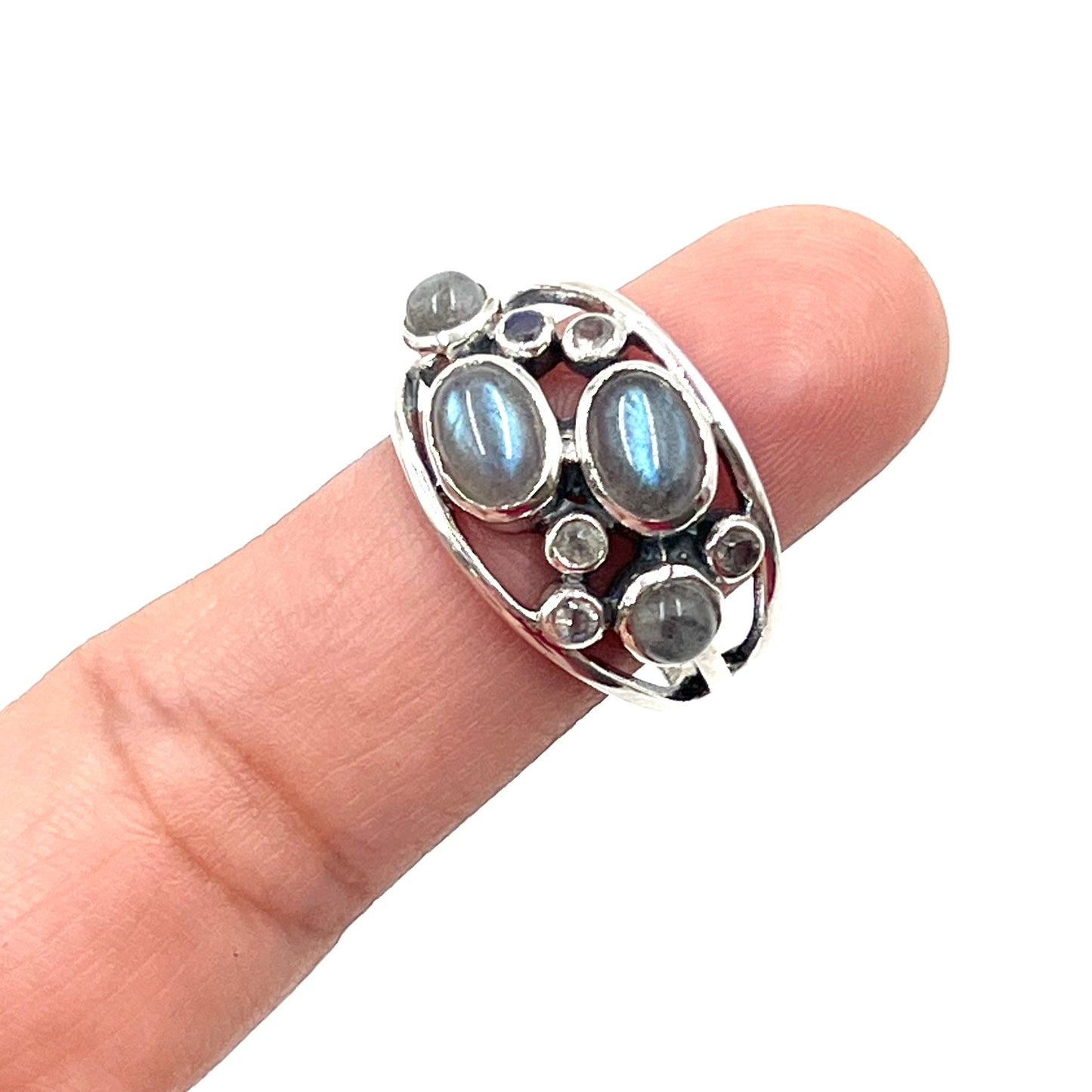 Sterling Silver  Multi Gemstone Oval Rings