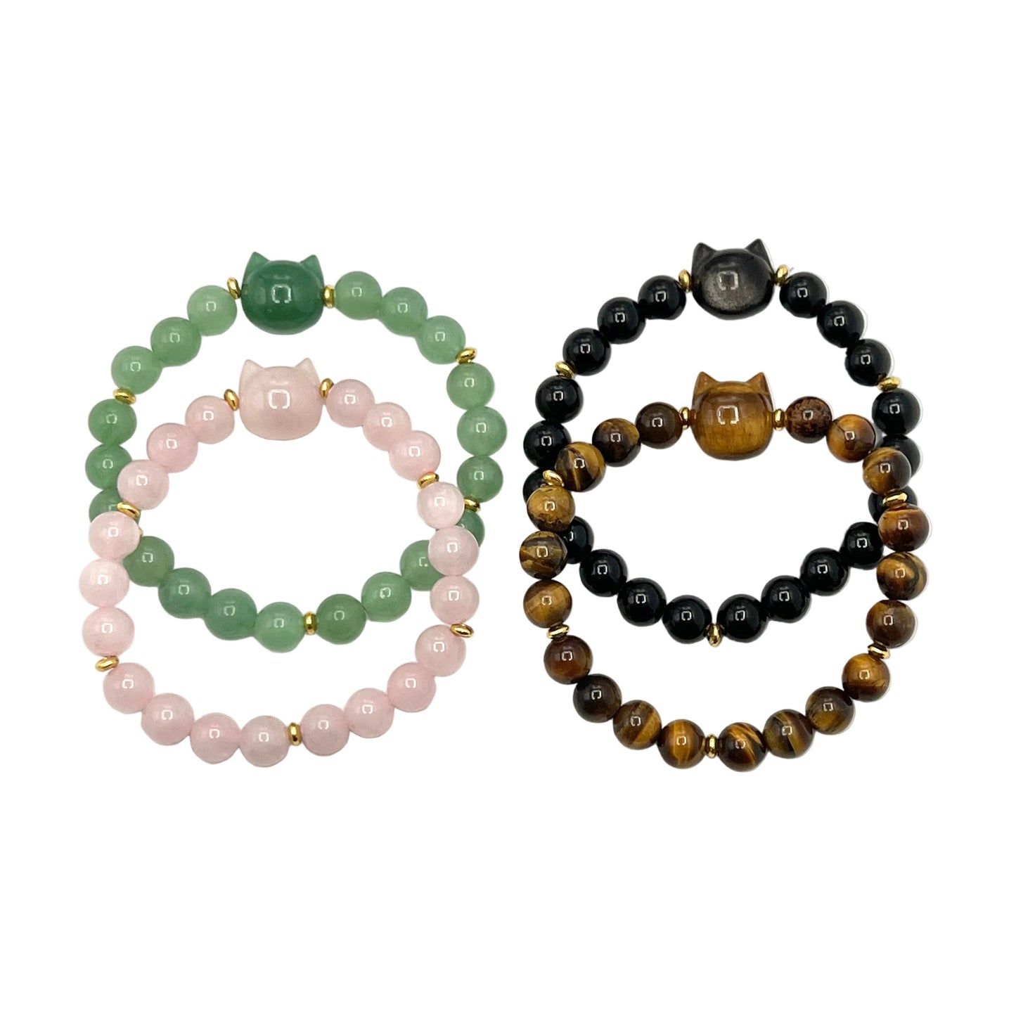Gemstone Cat Stretchy Bracelets