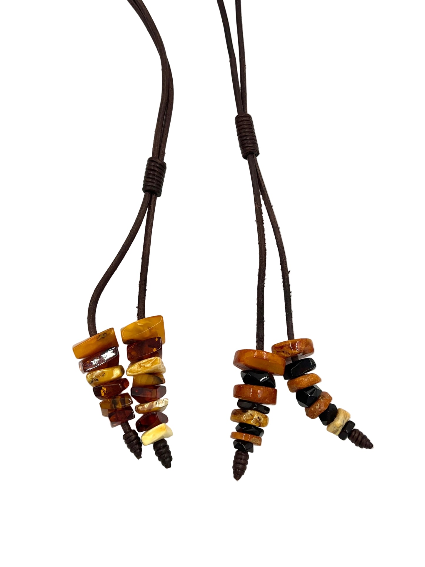 Multi Amber & Leather Bolo Ties