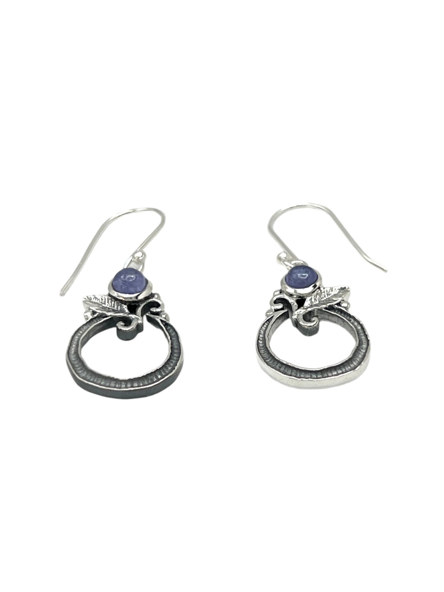 Sterling Silver Tanzanite Leaf Earrings