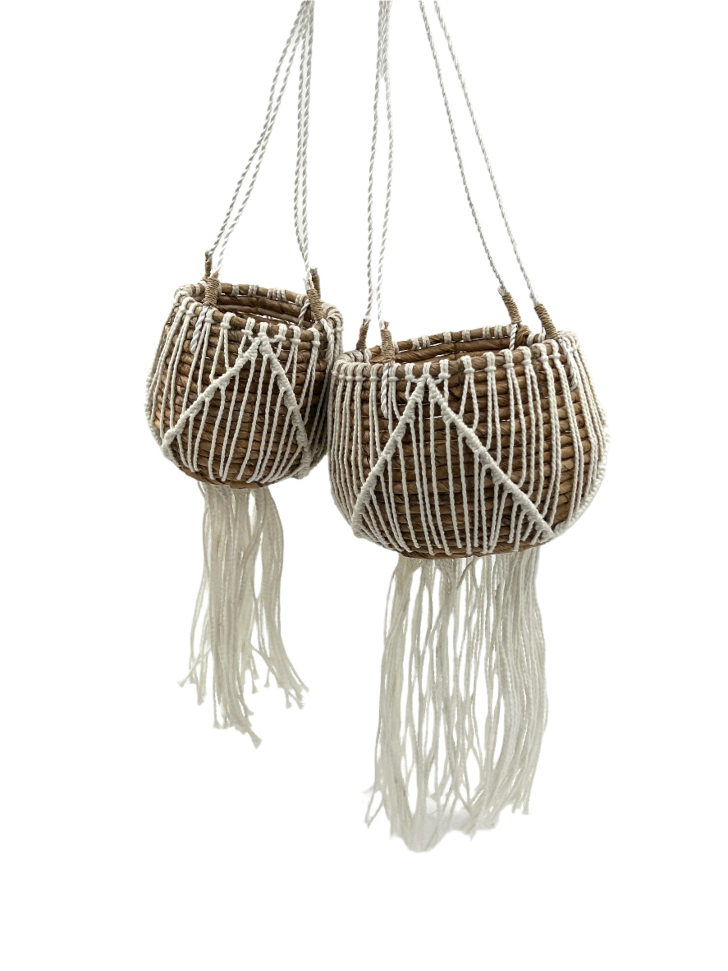 Banana Leaf White Hanging Plant Basket Sets