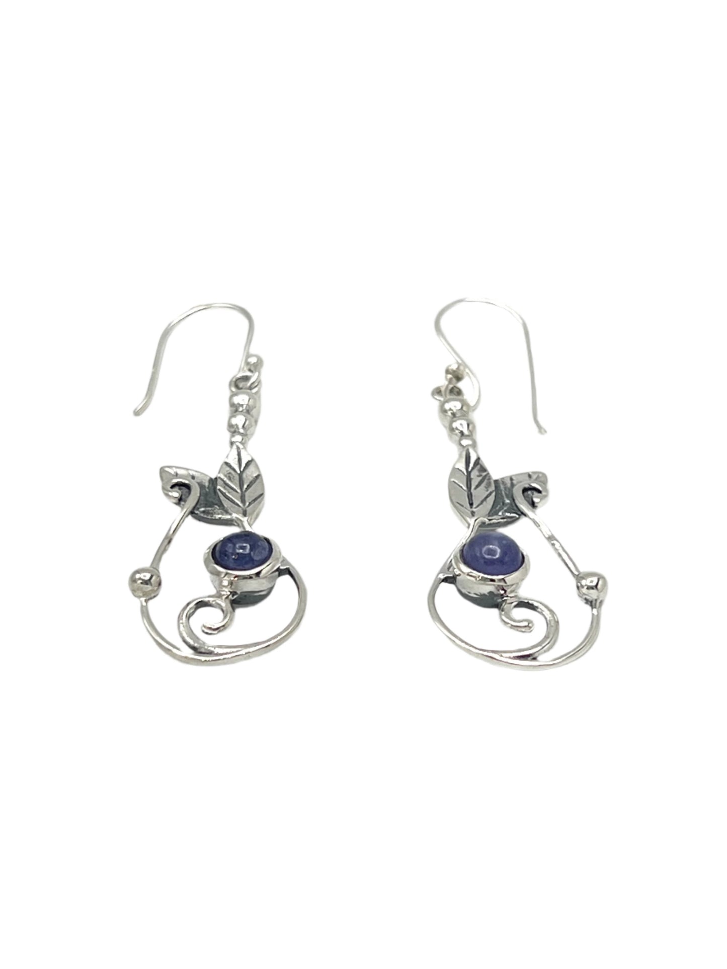 Sterling Silver Tanzanite Leaf Earrings