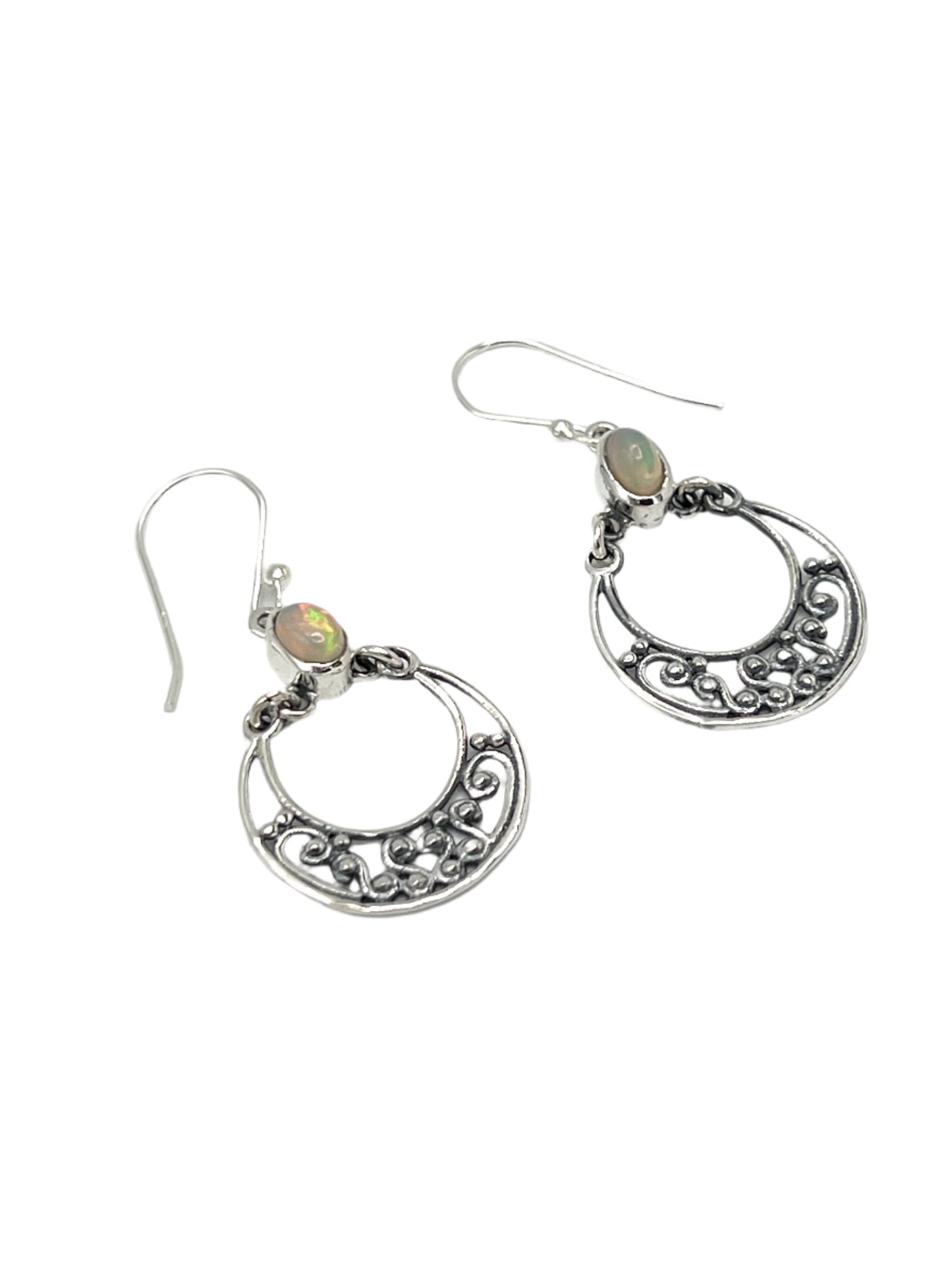 Sterling Silver Ethiopian Opal Circle Earrings