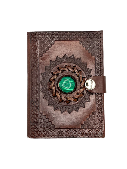 Camel Leather Gemstone Journal | Star Mandala | 5" x 3.5" x 1/2"