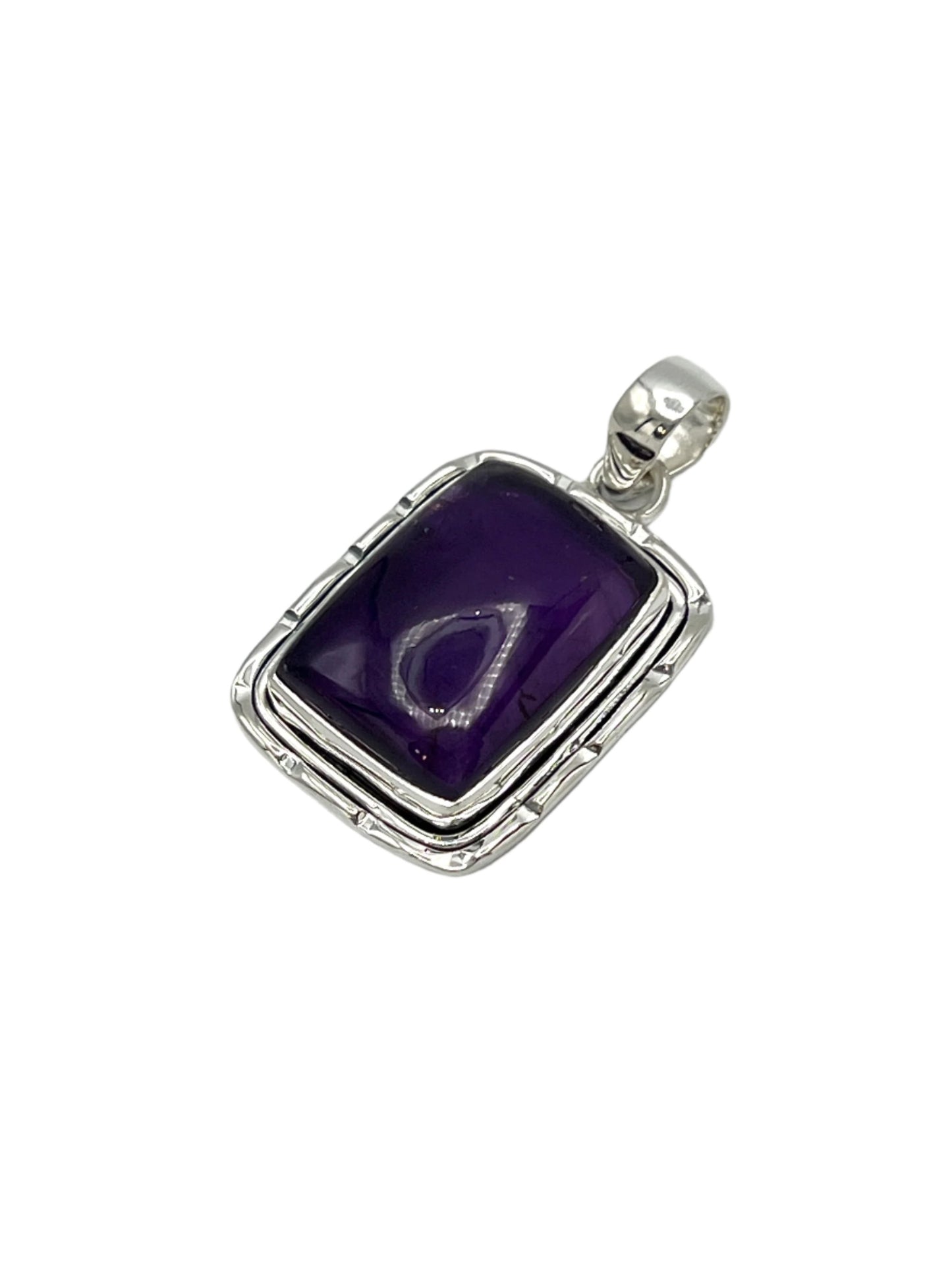 Sterling Silver Rectangle Amethyst Pendants