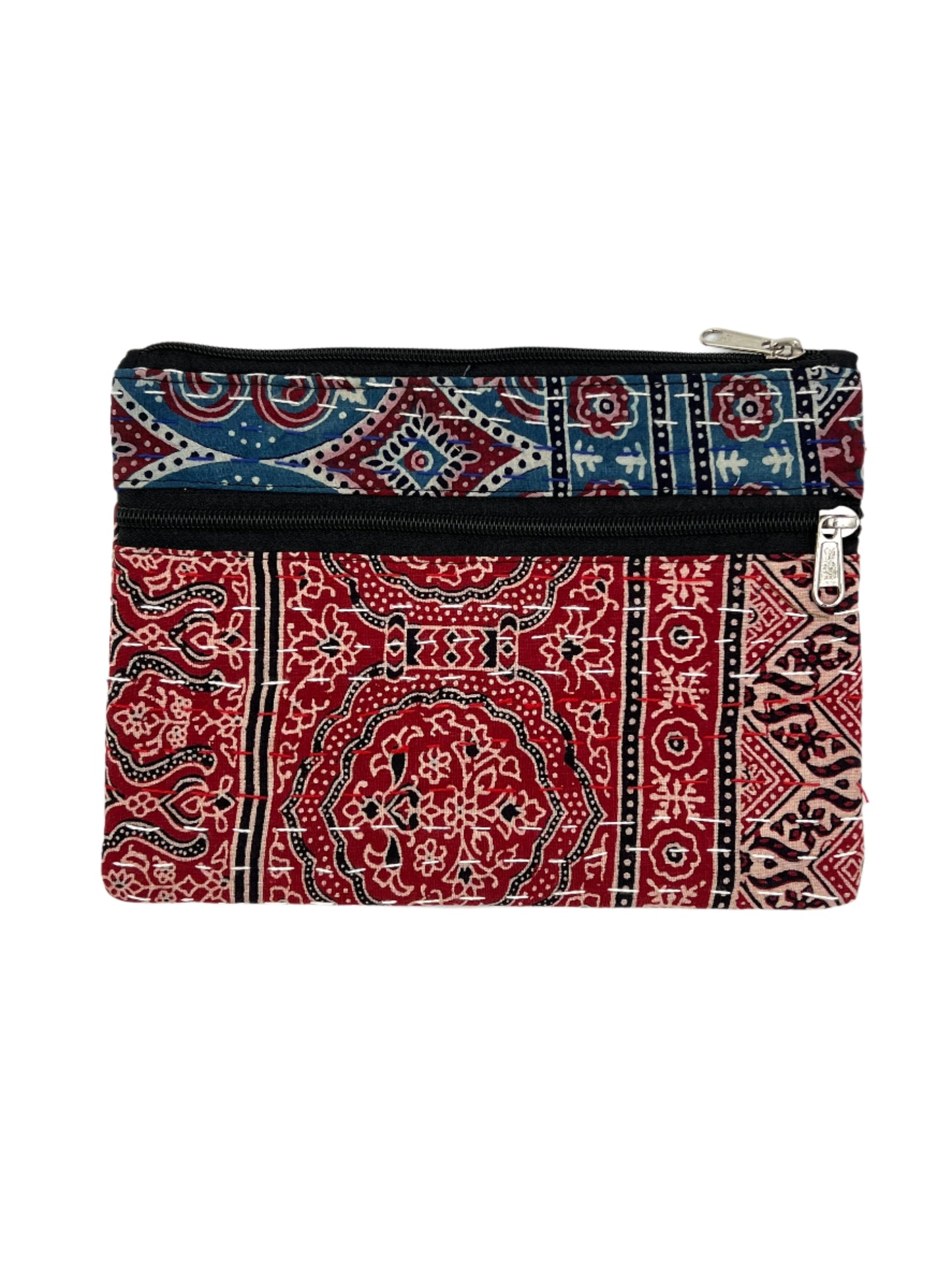 Block Print Kantha Coin Bag 10" x 7"