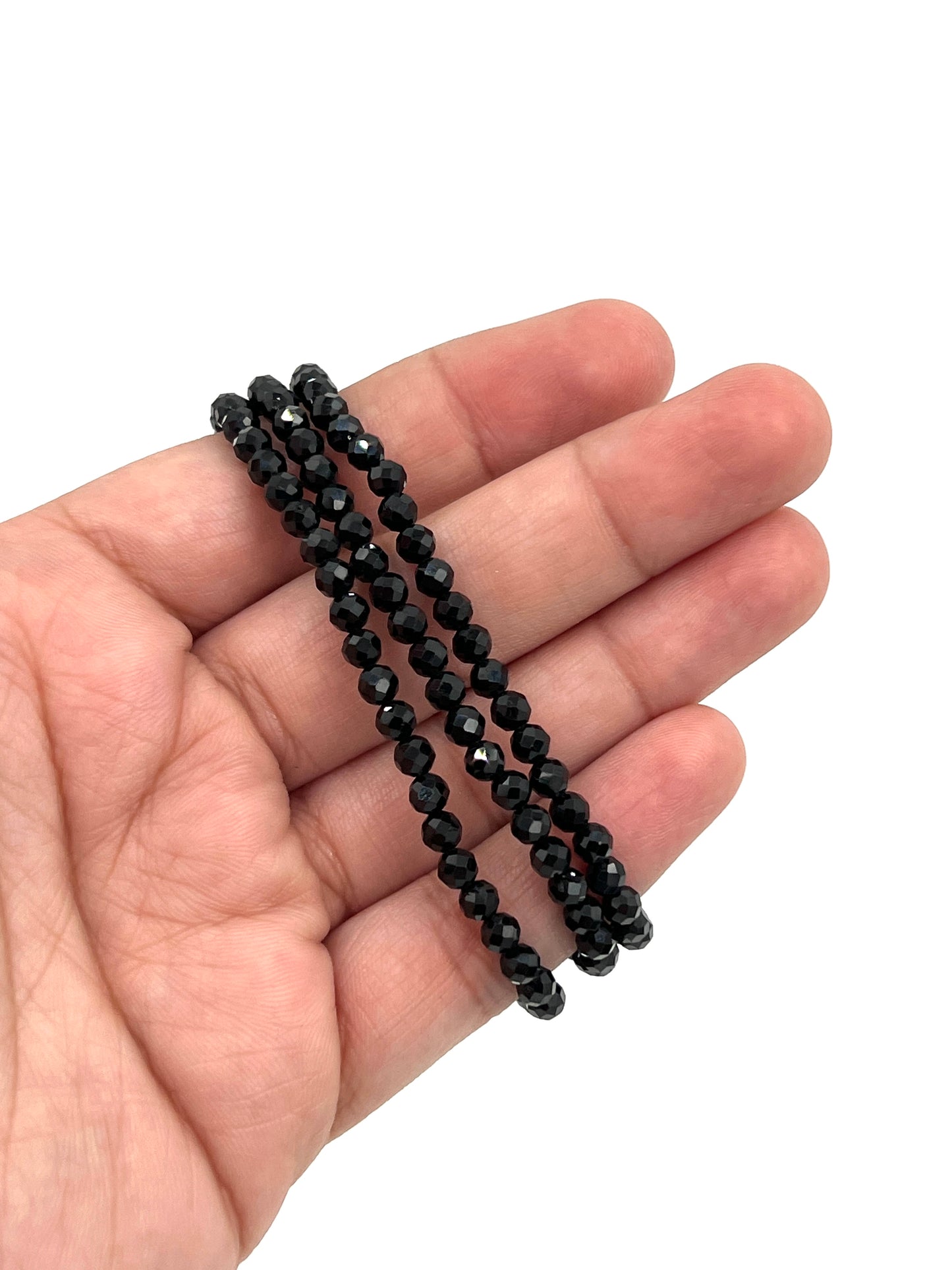 Faceted Black Spinel Beaded Bracelet