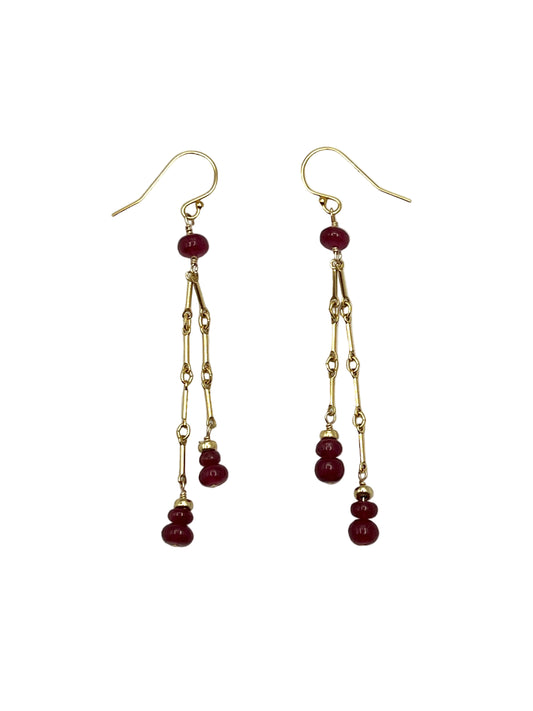 Sapphire & Ruby Gold Filled Earrings
