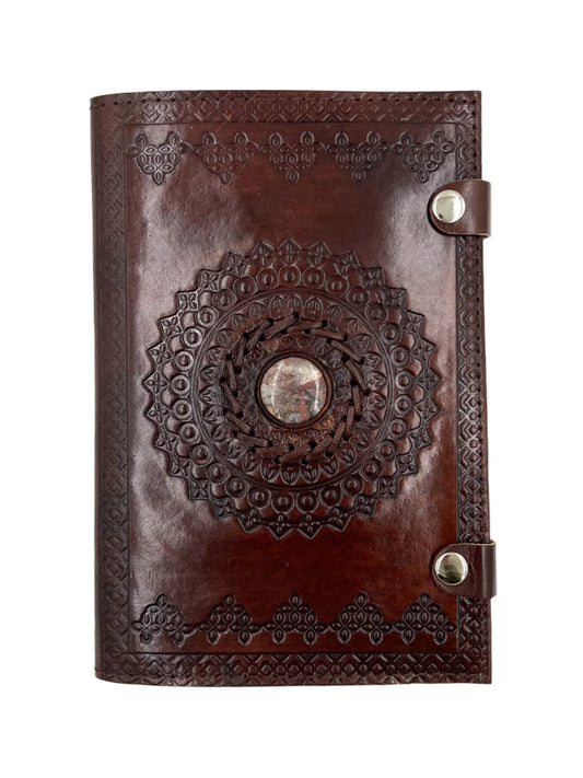 Camel Leather Gemstone Journal | Mandala | 9" x 6" x 1/2"