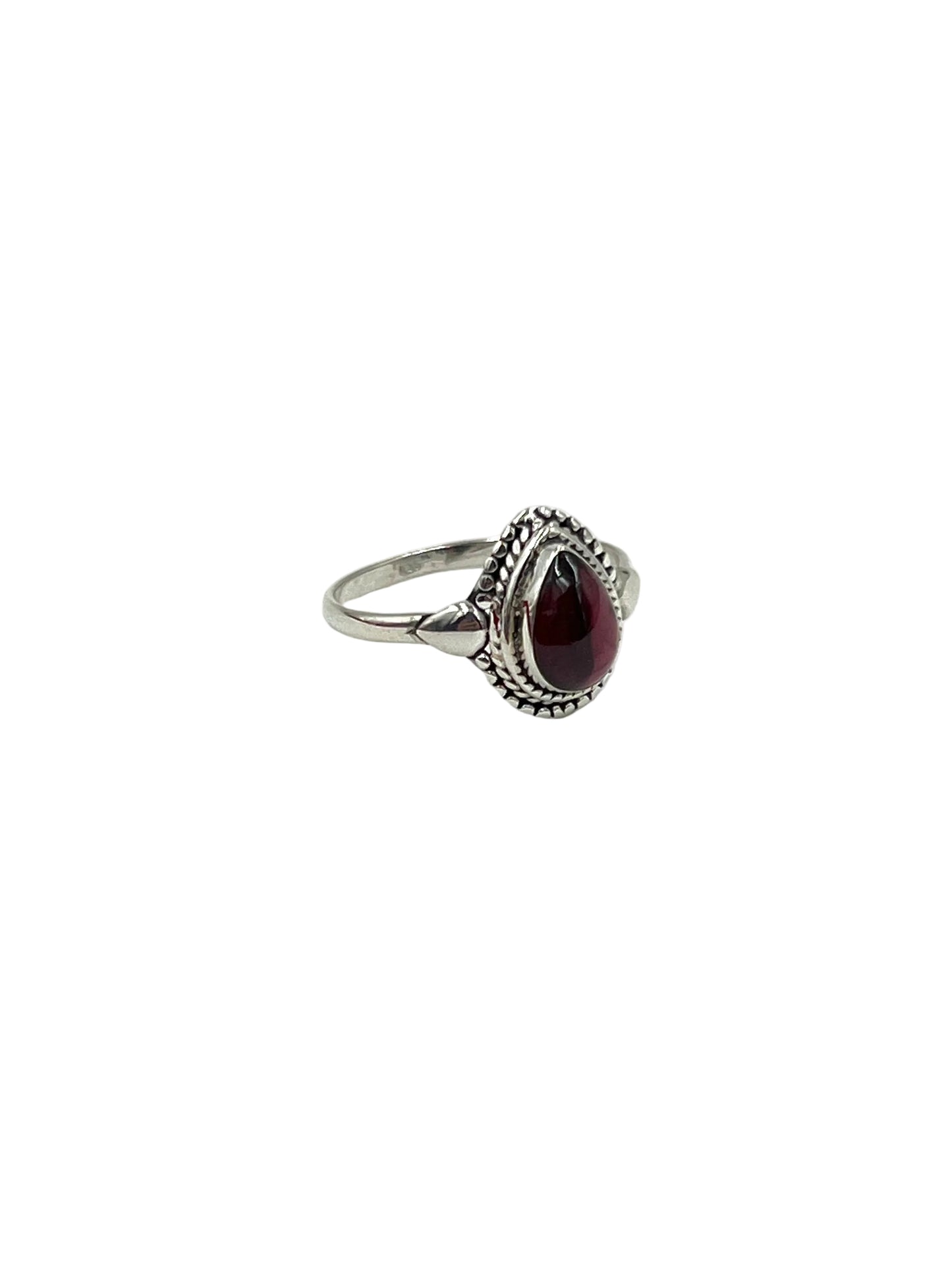 Beaded Teardrop Garnet Ring