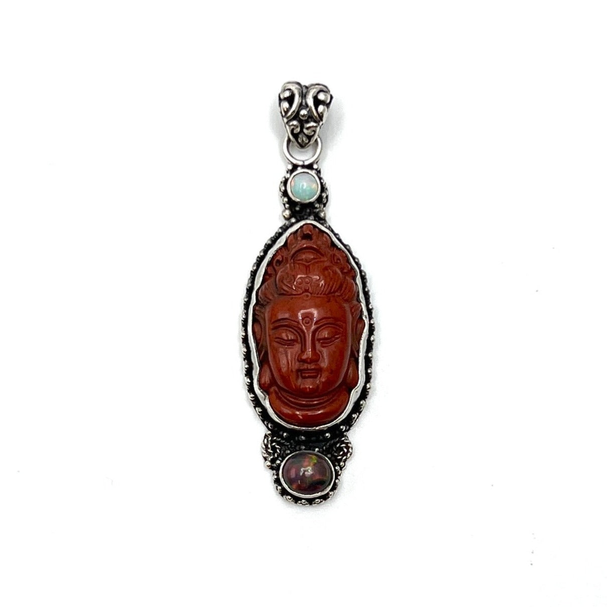 Red Jasper & Opal Quan Yin Pendants