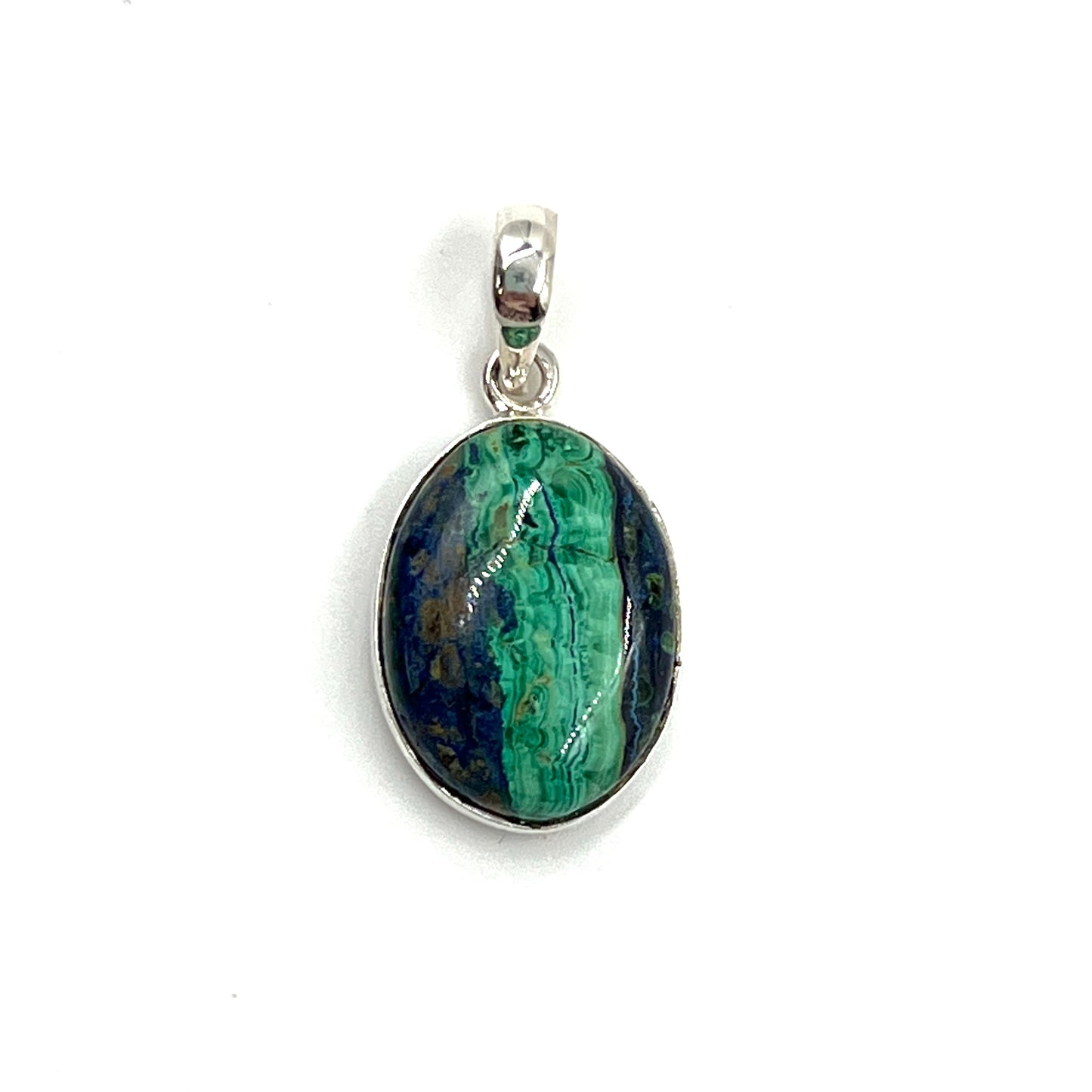 Sterling Silver Azurite Malachite Oval Pendants