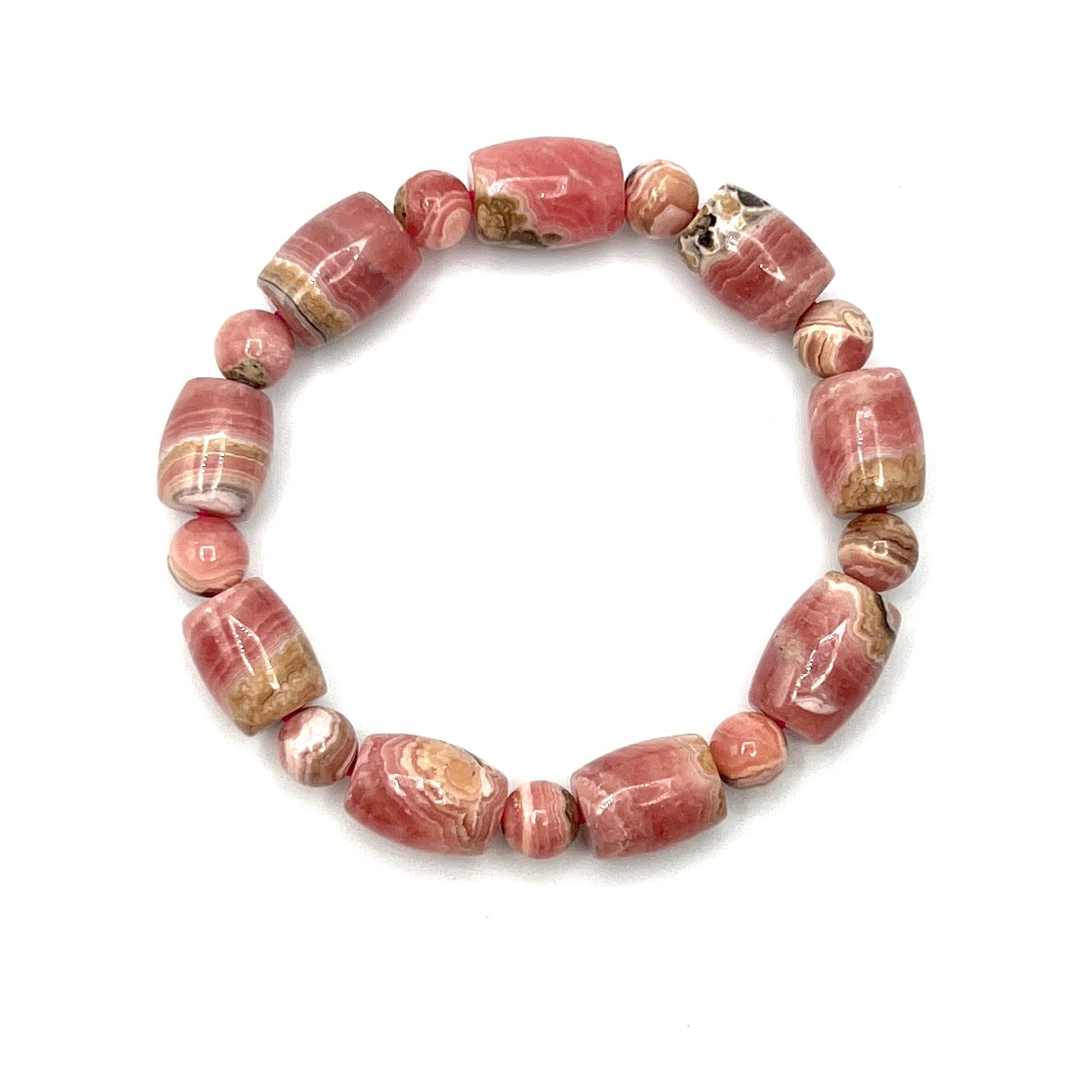 Rhodochrosite Barrel Stretchy Bracelets