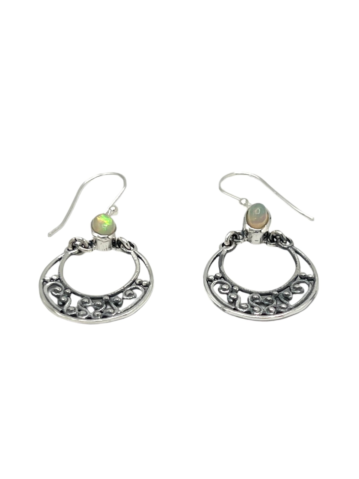 Sterling Silver Ethiopian Opal Circle Earrings