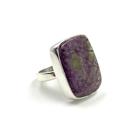 Sterling Silver Stichtite Rectangle Ring