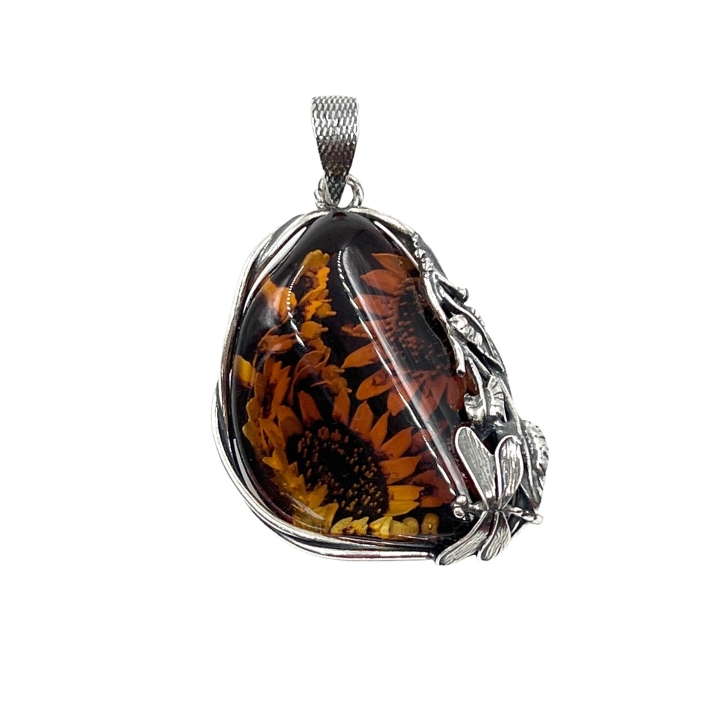 Amber Flower Pendants