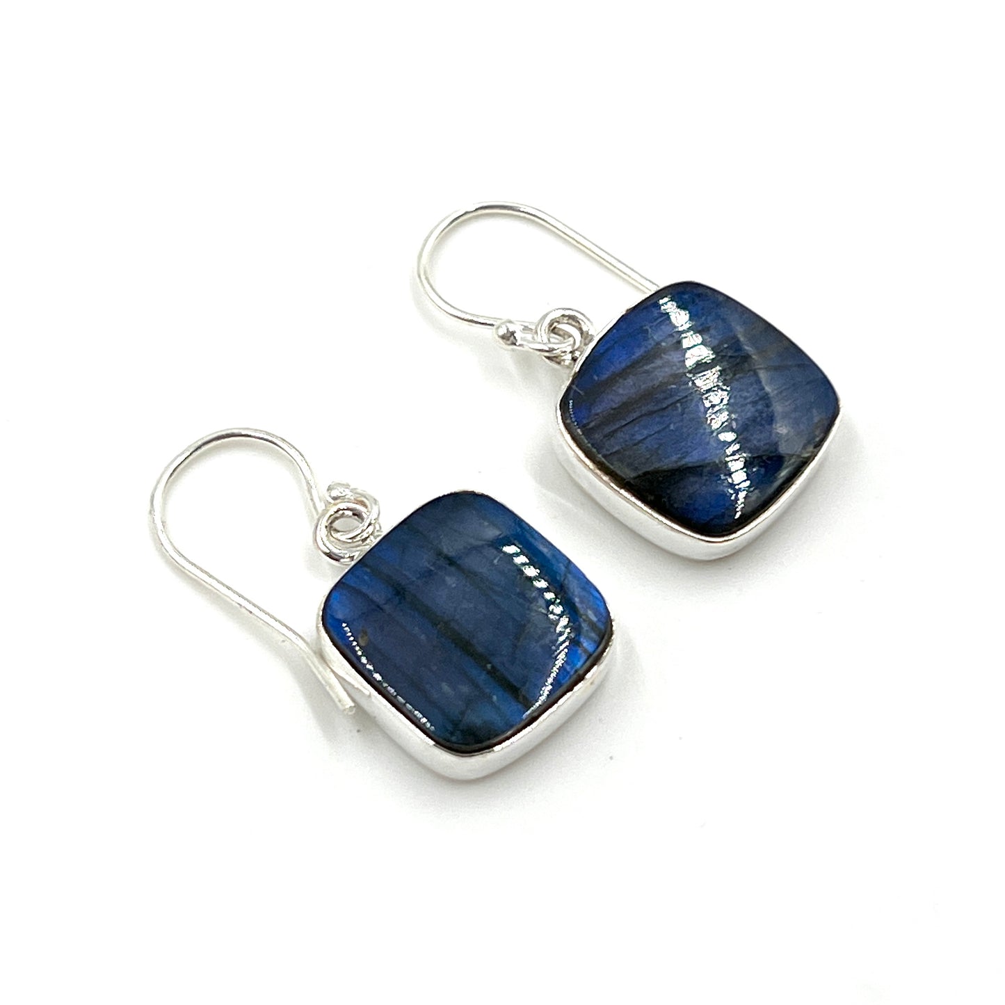 Sterling Silver Square Labradorite Earrings