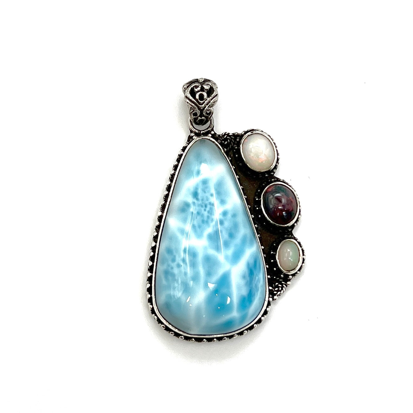 Sterling Silver Larimar & Triple Opal Pendants