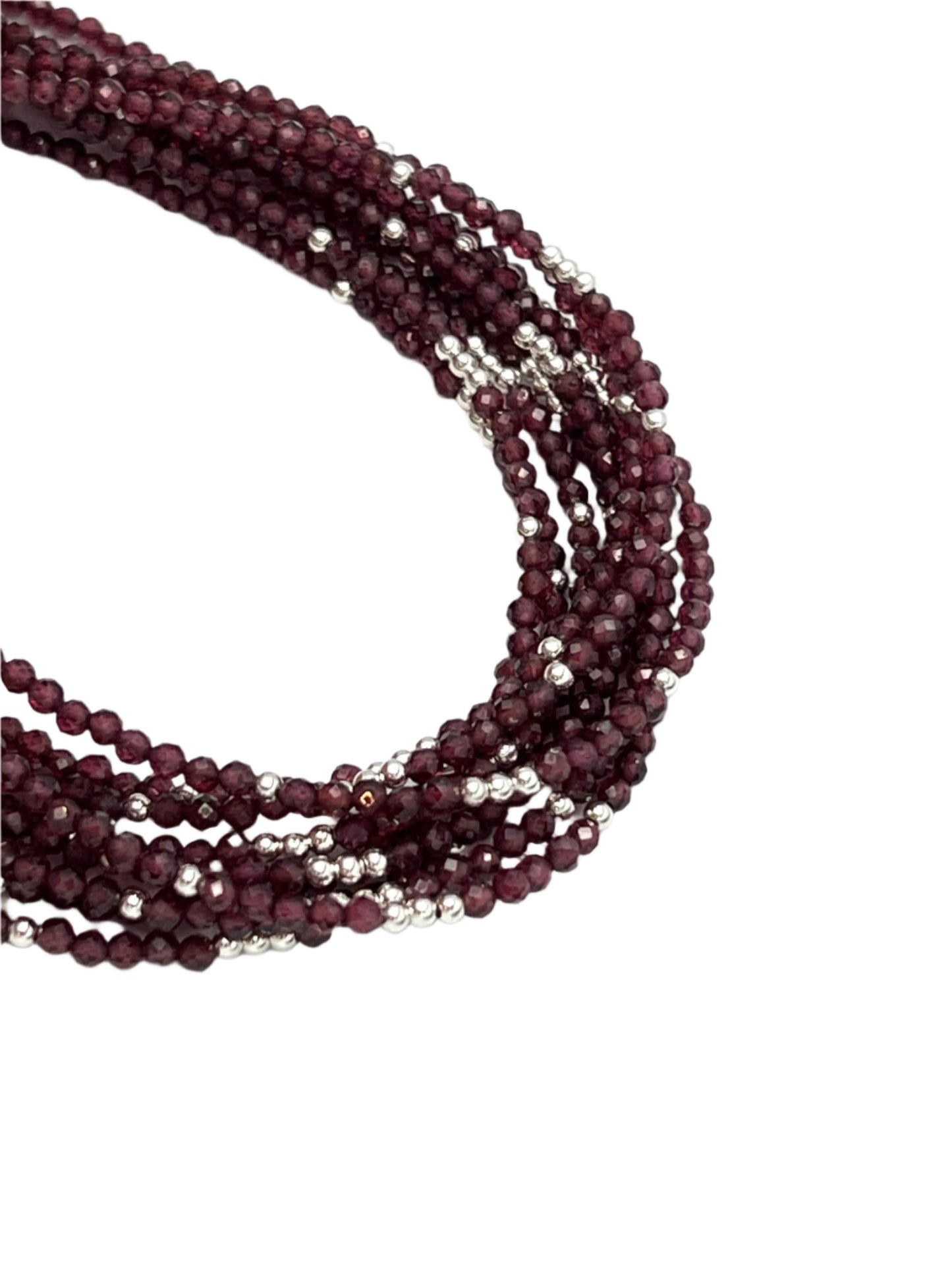 Sterling Silver Faceted Gemstone Beaded Anklets