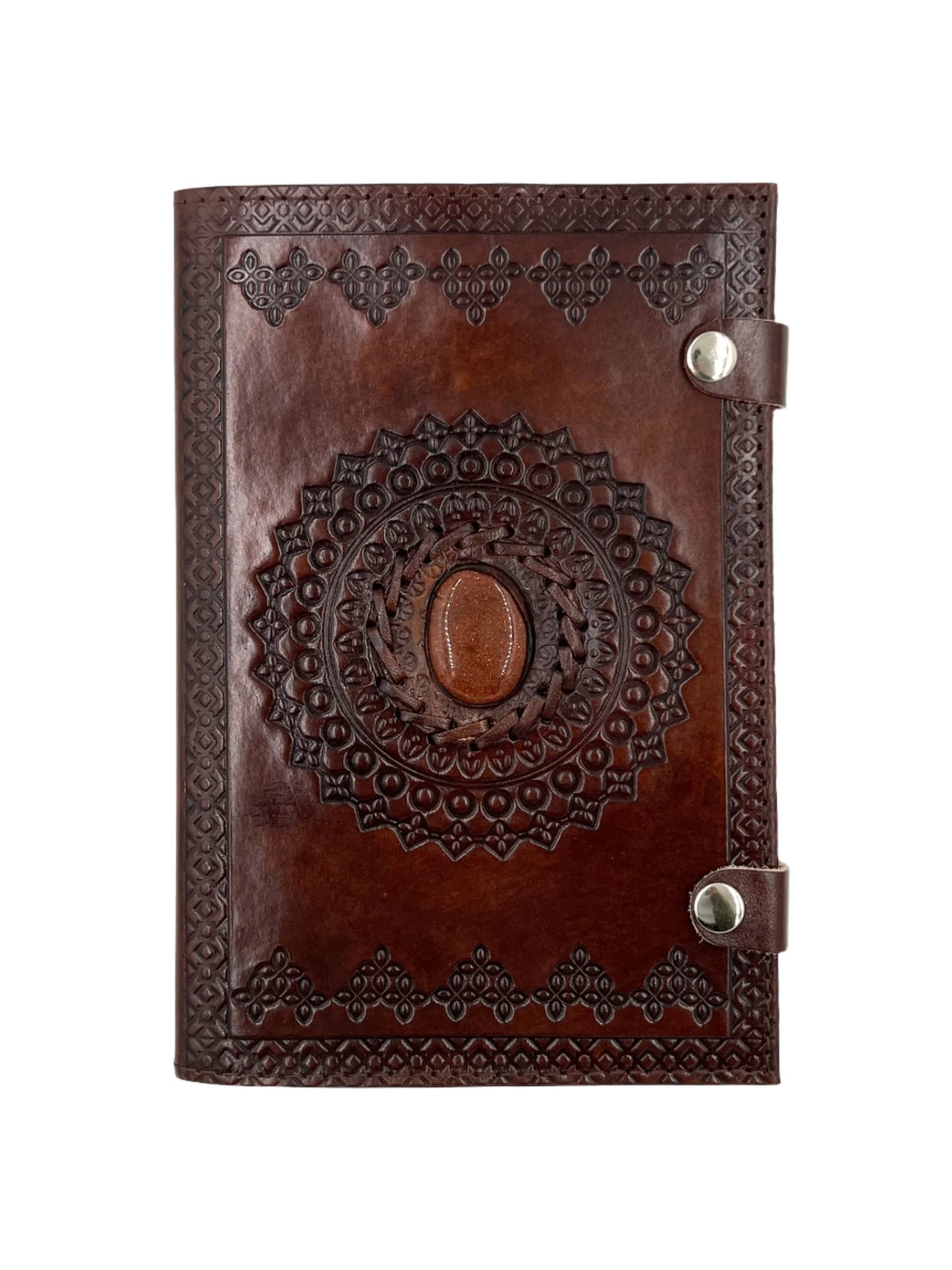 Camel Leather Gemstone Journal | Mandala | 9" x 6" x 1/2"