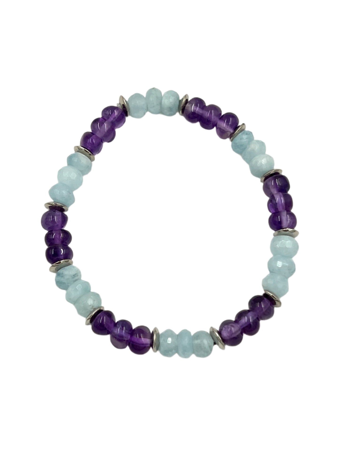 Amethyst & Aquamarine Stretchy Bracelets