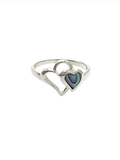 Sterling Silver Shell Double Heart Rings