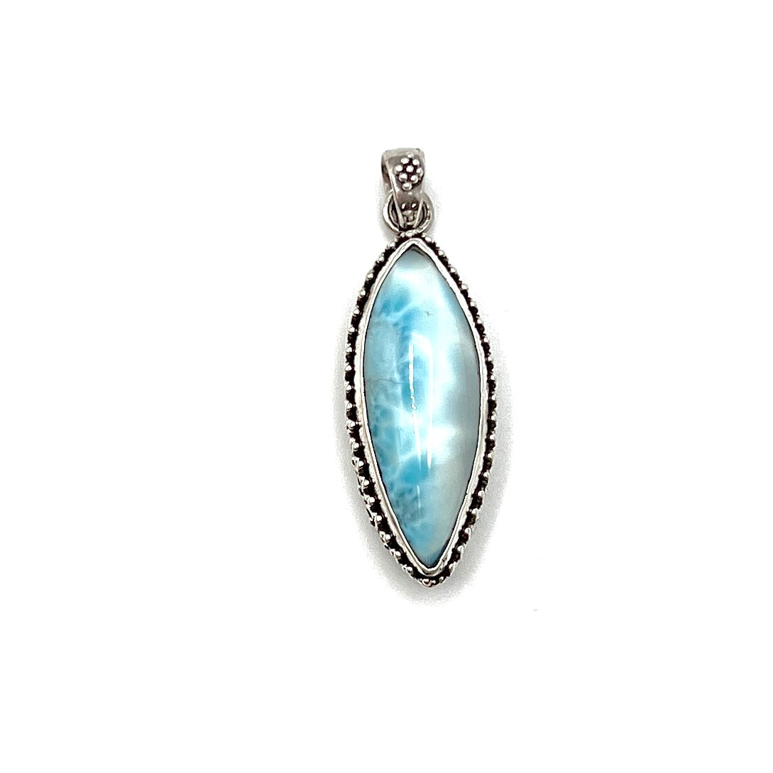 Sterling Silver Beaded Larimar Freeform Pendants