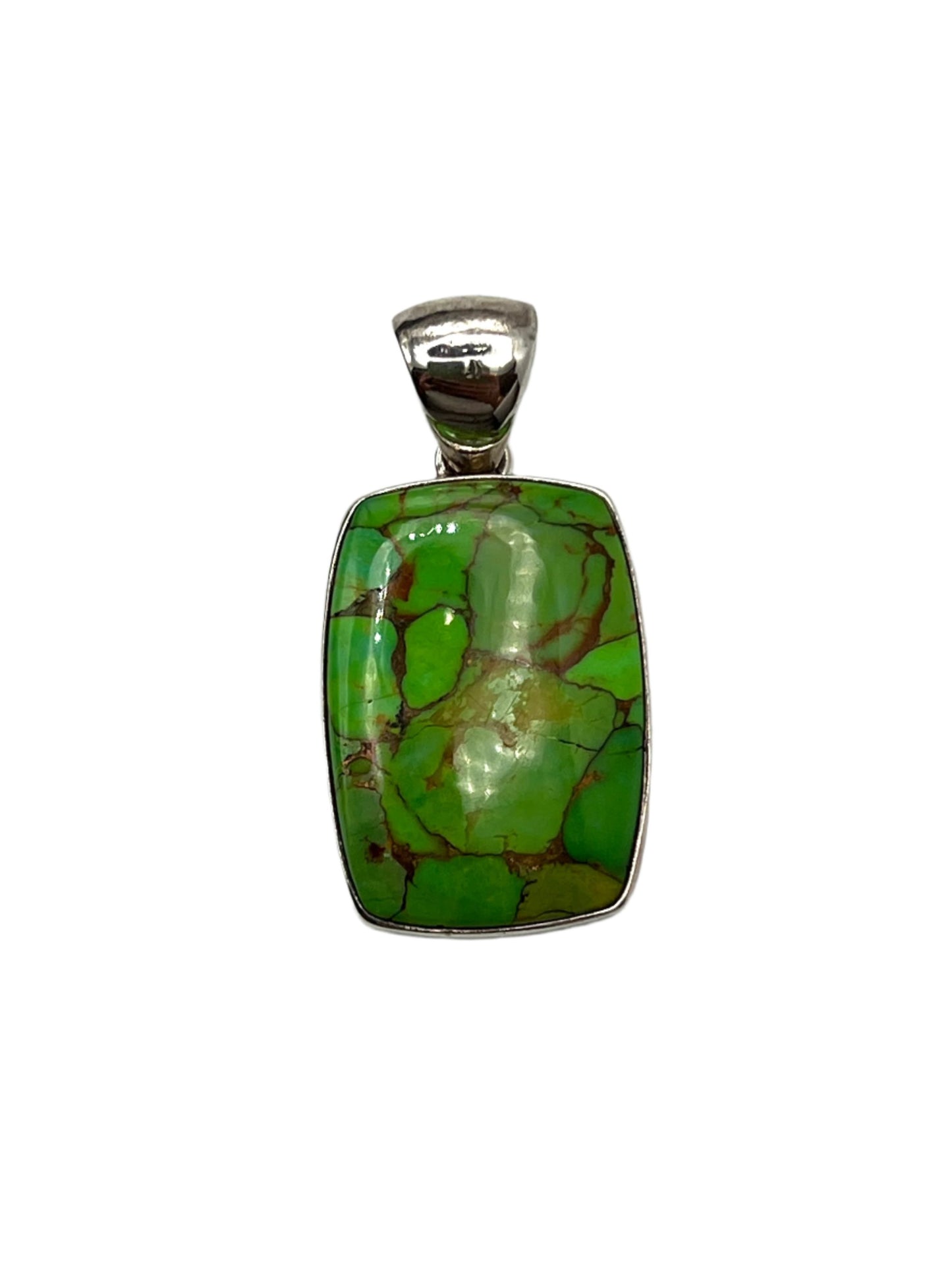 Sterling Silver Square Green Turquoise Pendant