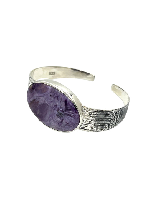 Silver Charoite Oval Cuff