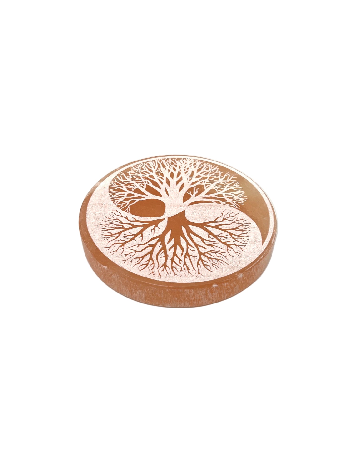 Yin Yang Tree of Life Peach Selenite Tiles