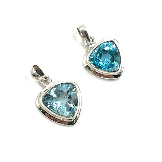 Sterling Silver Trillion Blue Topaz Pendants