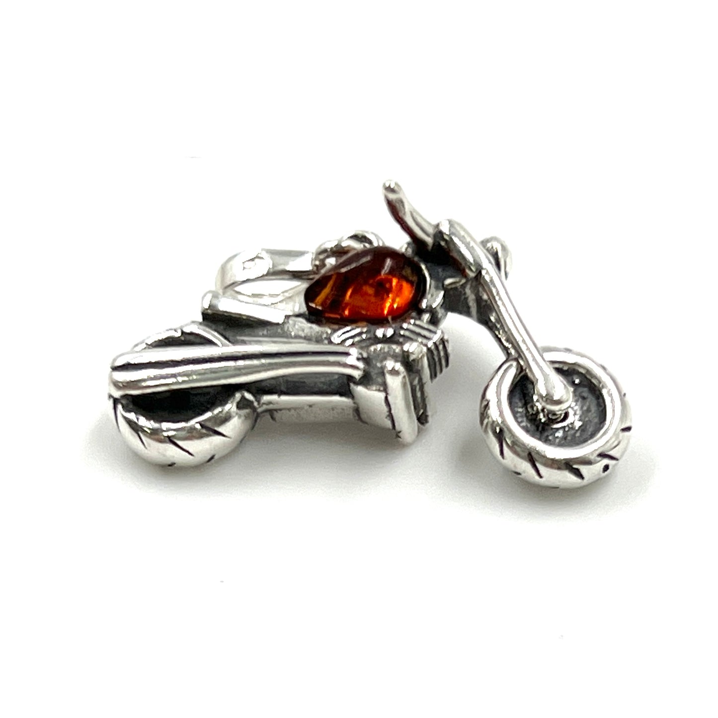 Sterling Silver Amber Motorcycle Pendants