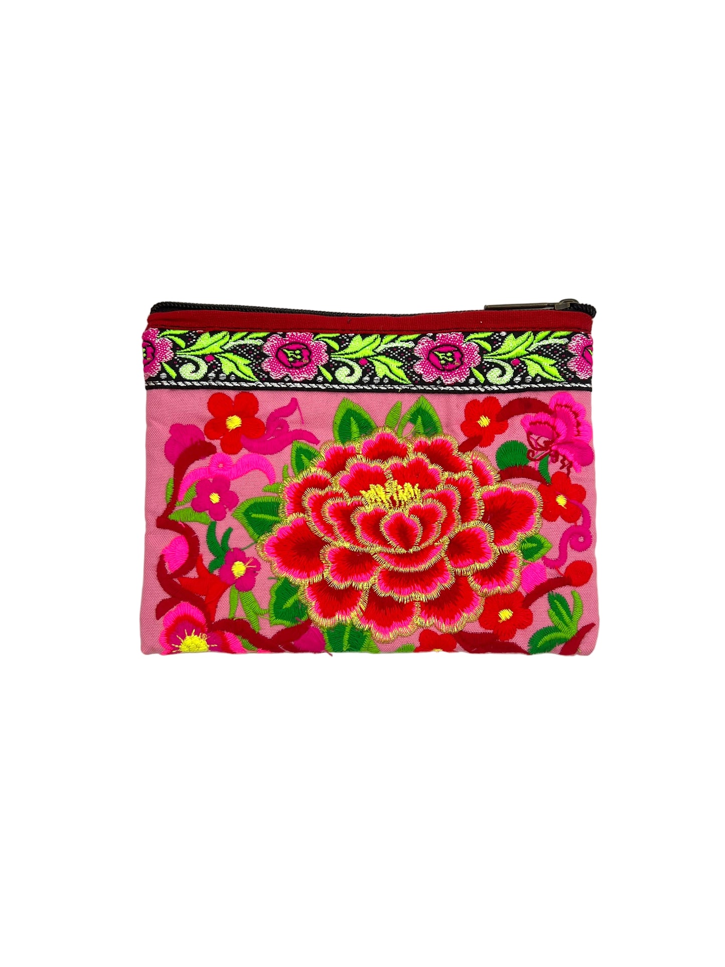 Embroidered Lotus Flower Coin Purse