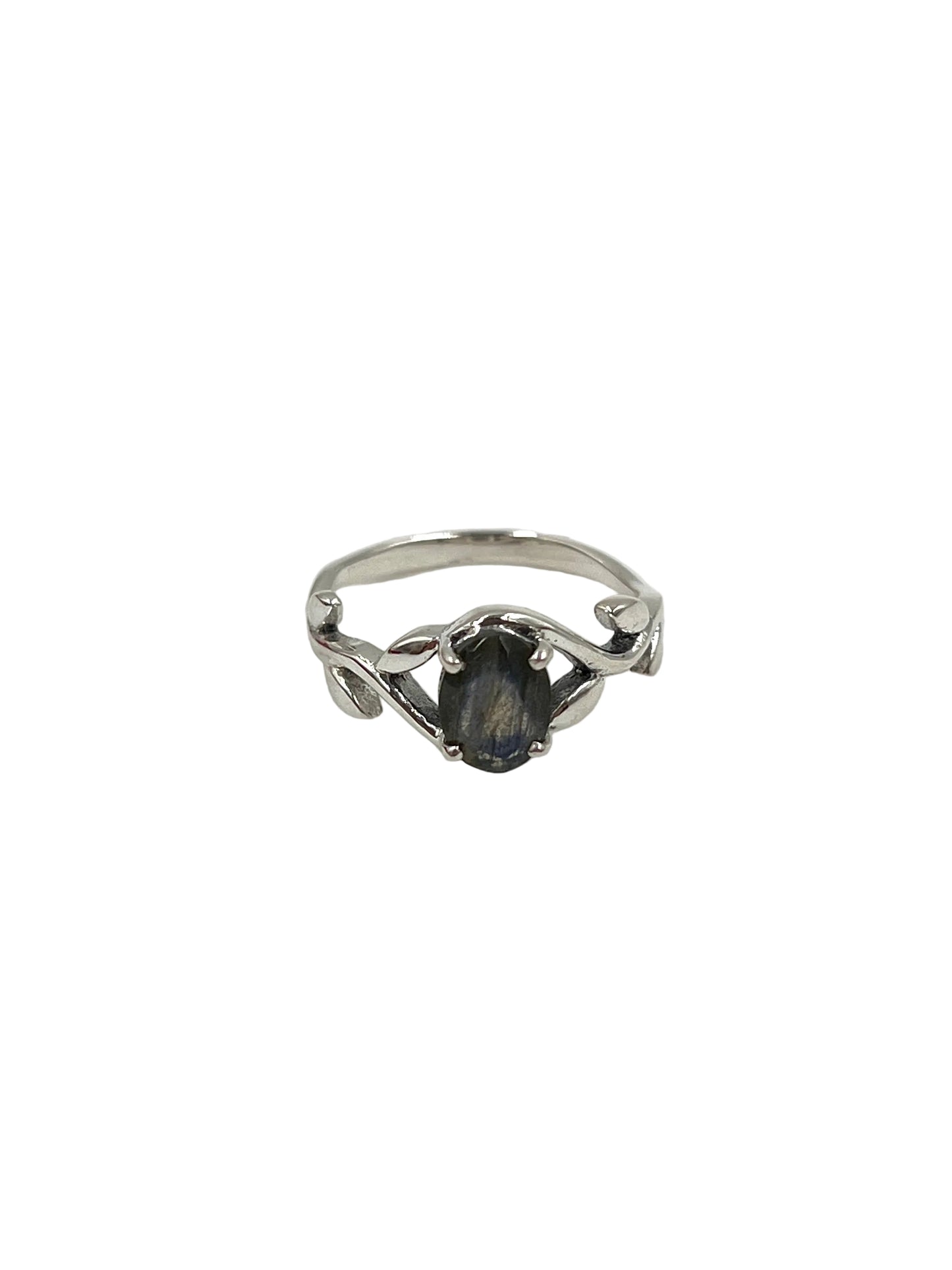 Faceted Oval Gemstone Vine Ring