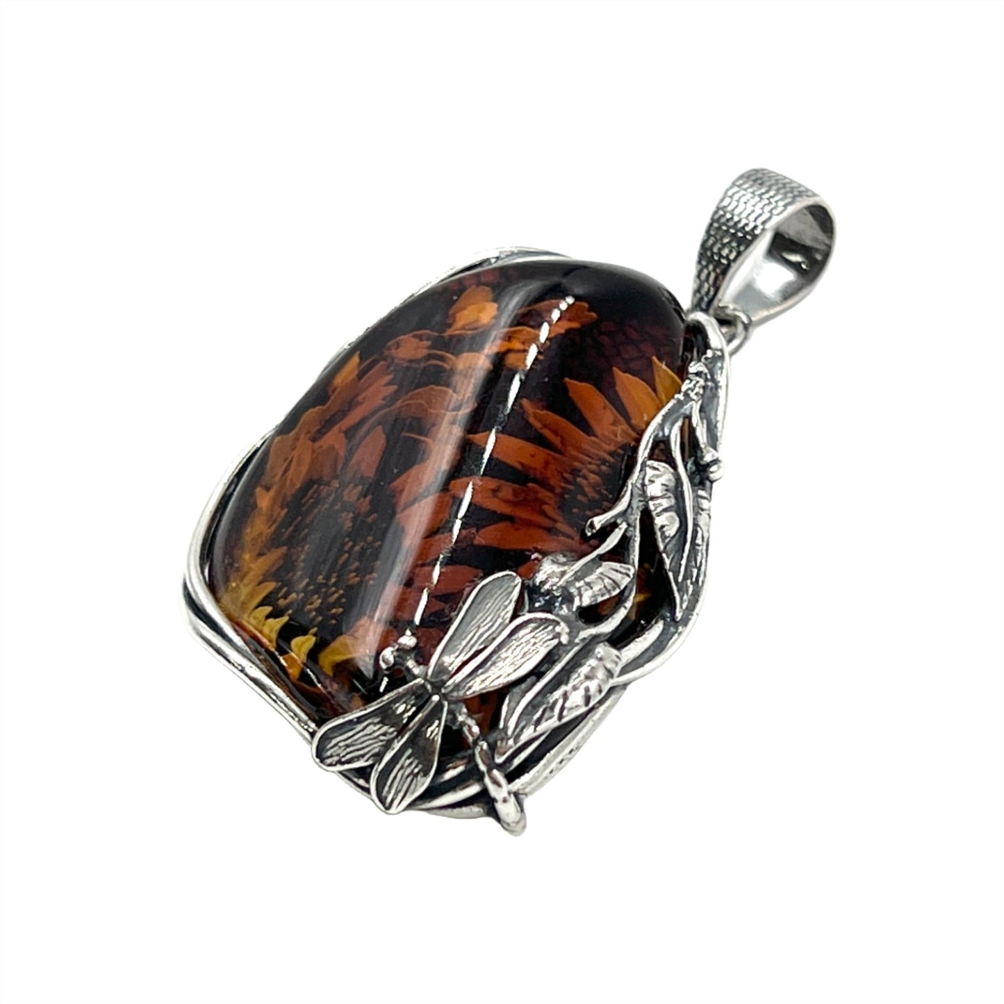 Amber Flower Pendants