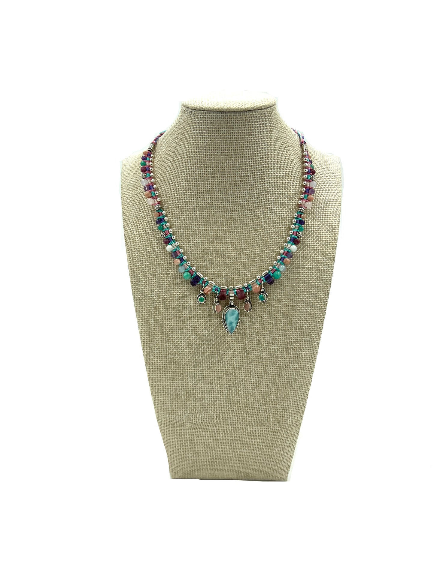 Macrame Larimar Necklace